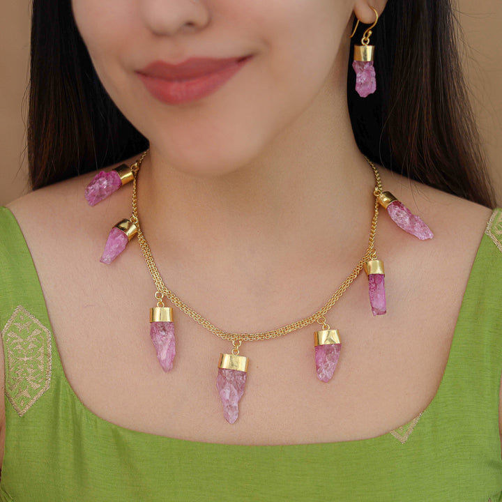 Niska Dyed Stone Neckpiece With Earring