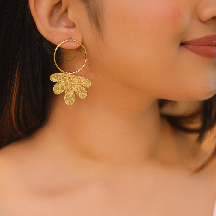 Diana Golden Circle Half Floral Earring