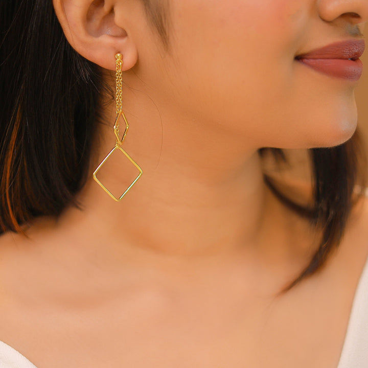 2 in 1 Dual Diamond Chain Hanging Earring