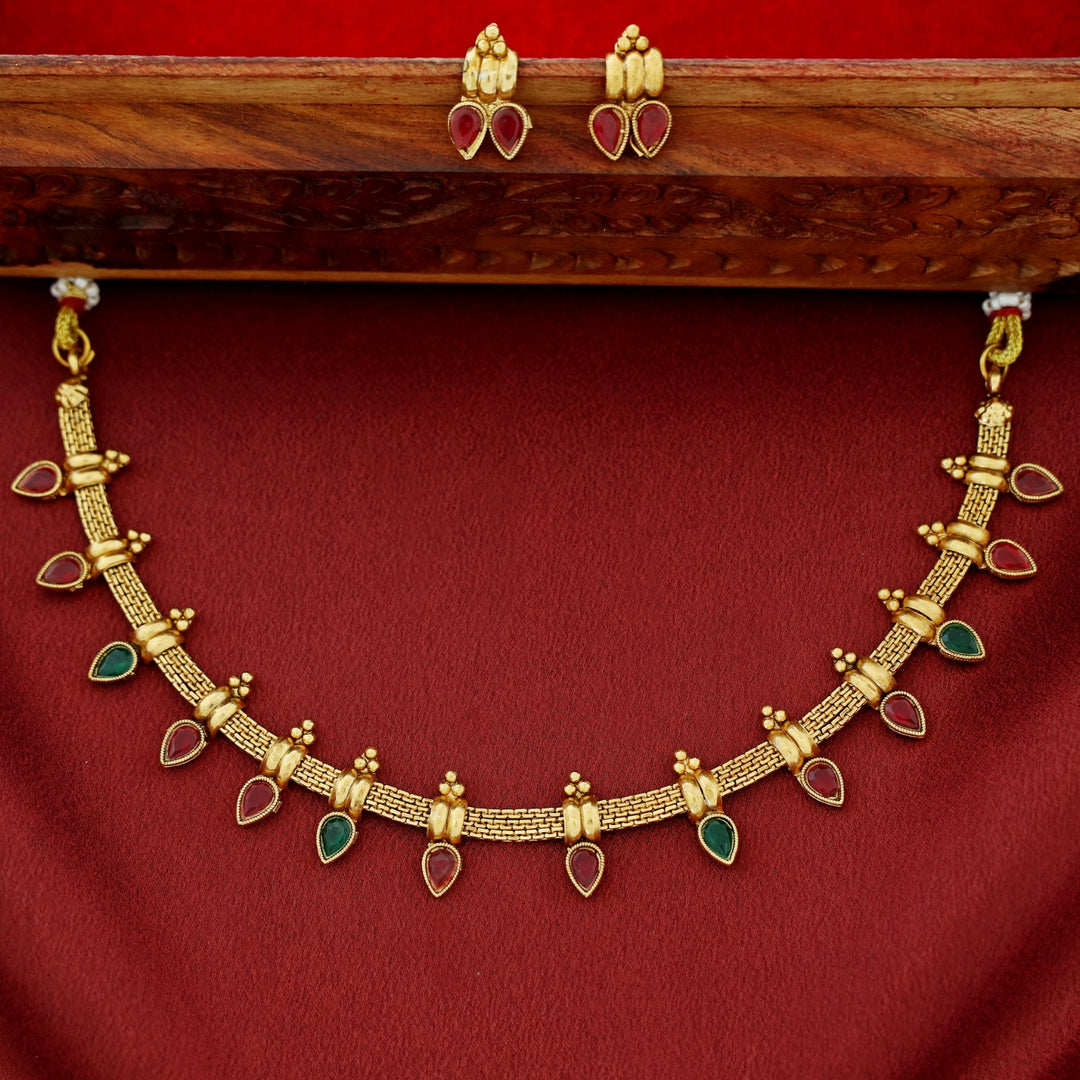 Anahitha Drop Short Neckpiece With Earring