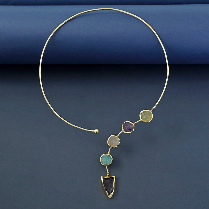 Alysa Multicolour Raw Stone Neck Cuff