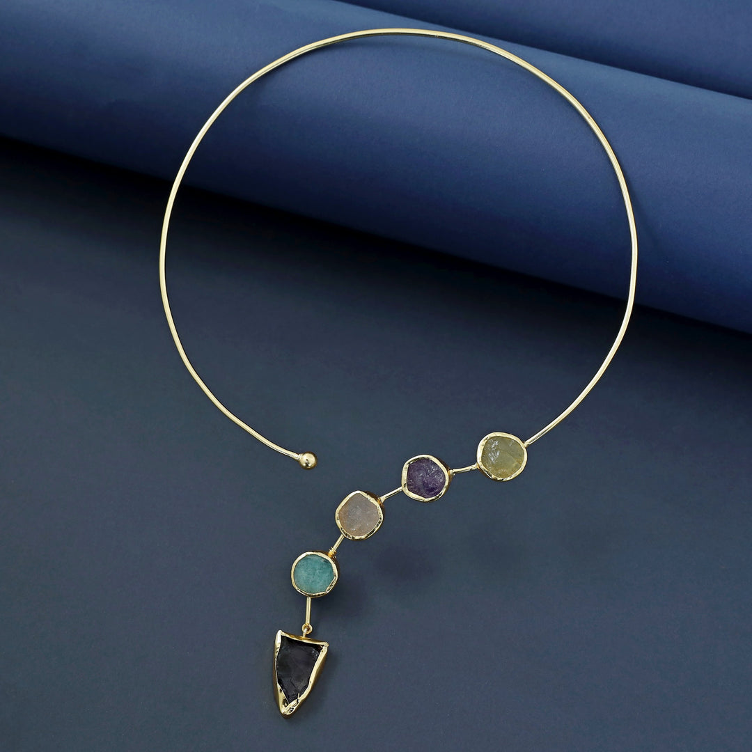 Alysa Multicolour Raw Stone Neck Cuff