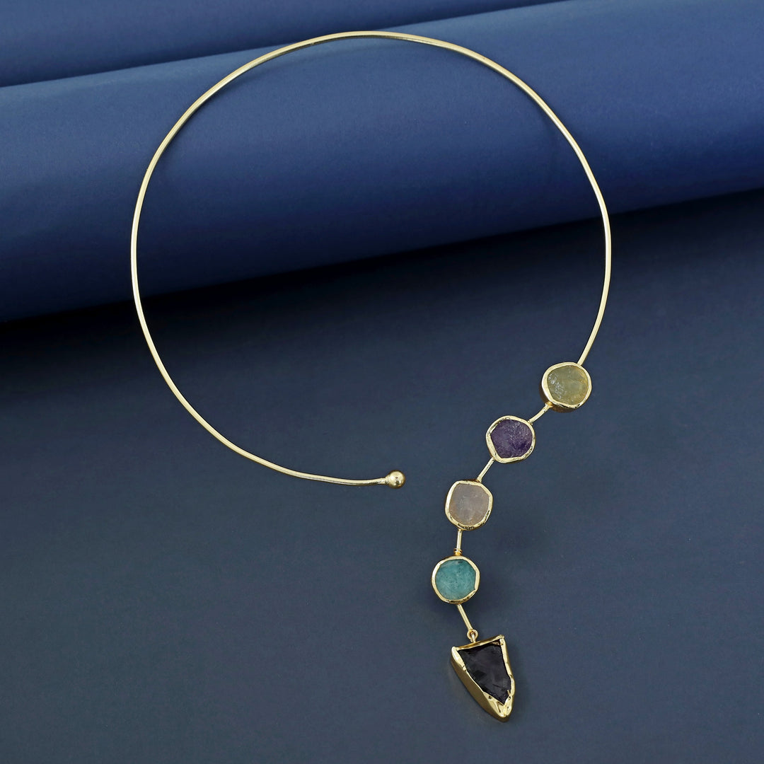 Alysa Multicolour Raw Stone Neck Cuff