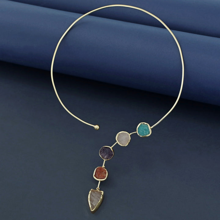 Alysa Multicolour Raw Stone Neck Cuff