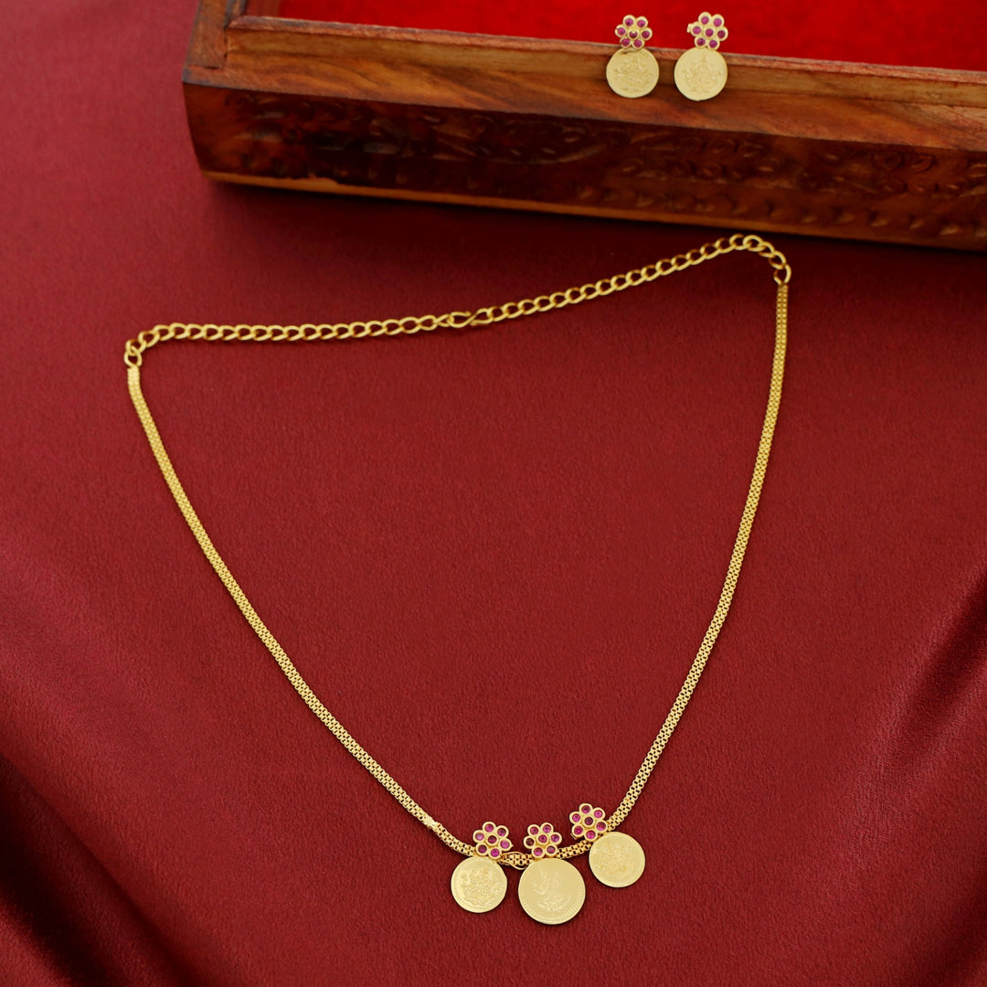 Samriddhi 3 Floral Coin Neckpiece With Earring