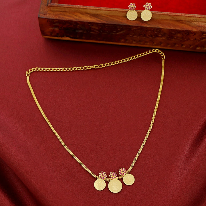 Samriddhi 3 Floral Coin Neckpiece With Earring