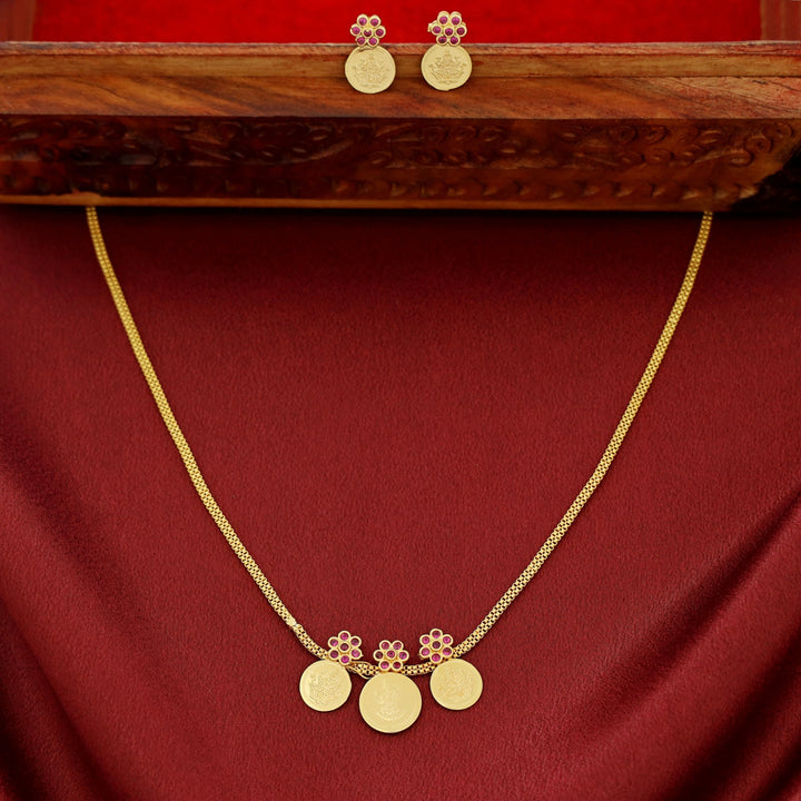 Samriddhi 3 Floral Coin Neckpiece With Earring