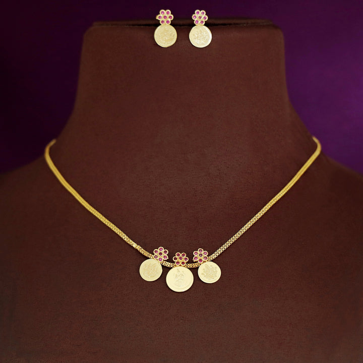 Samriddhi 3 Floral Coin Neckpiece With Earring