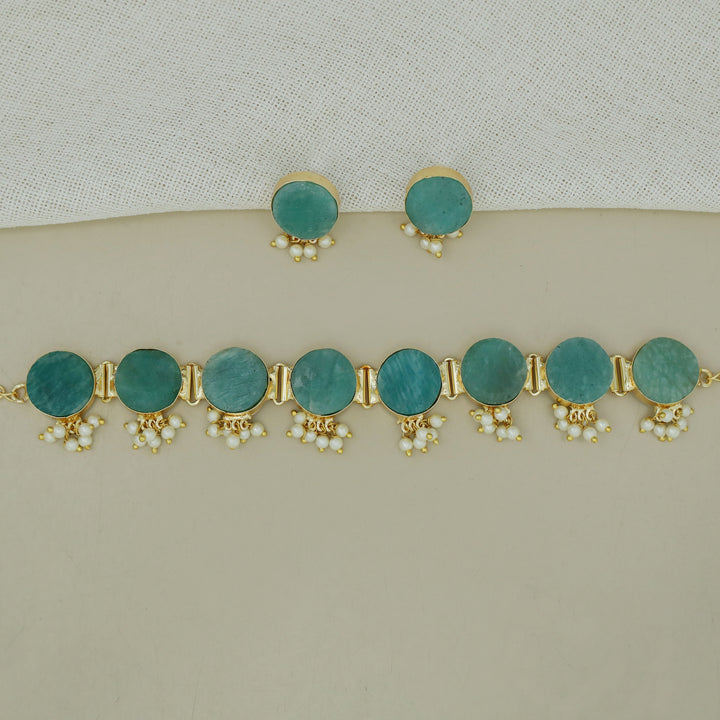 Alessandra Raw Stone Pearl Choker With Stud