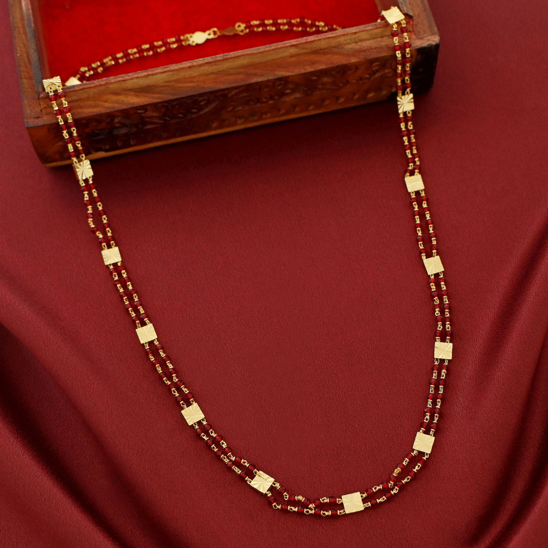 Charita Golden Square 2 Layer Beaded Long Neckpiece