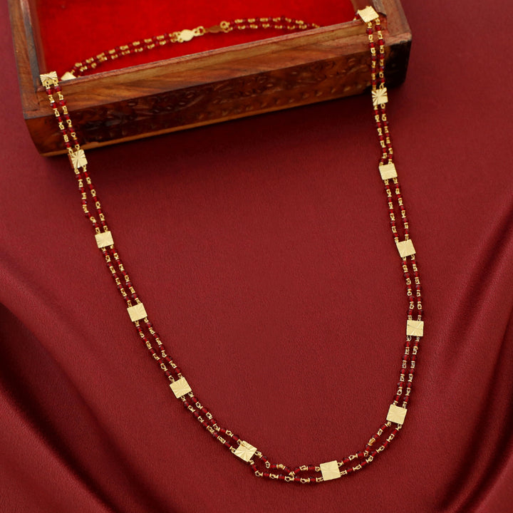 Charita Golden Square 2 Layer Beaded Long Neckpiece
