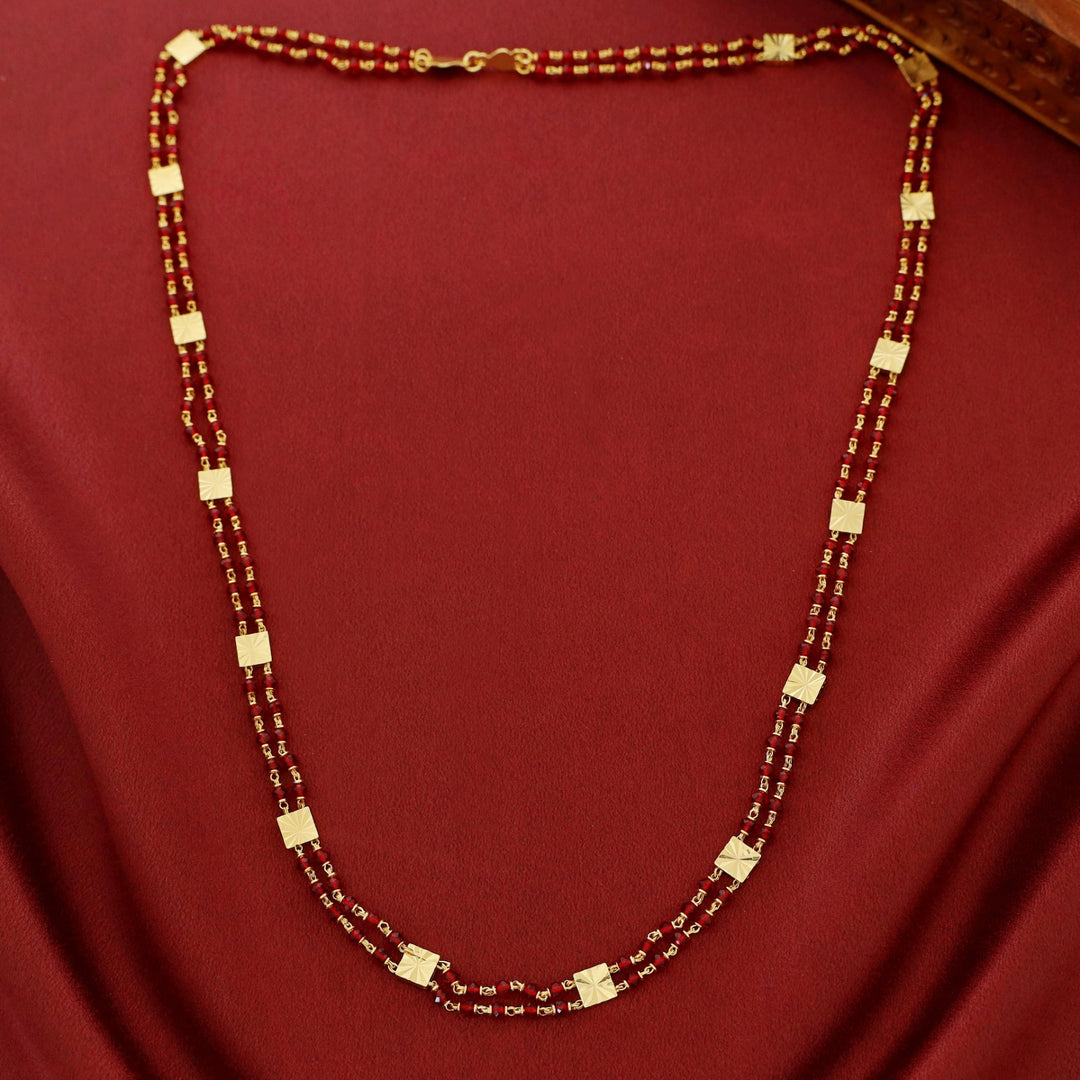 Charita Golden Square 2 Layer Beaded Long Neckpiece