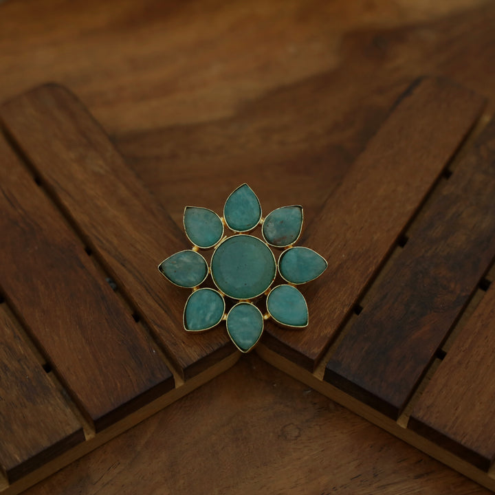 8 Petal Raw Stone Ring (Colour Option)