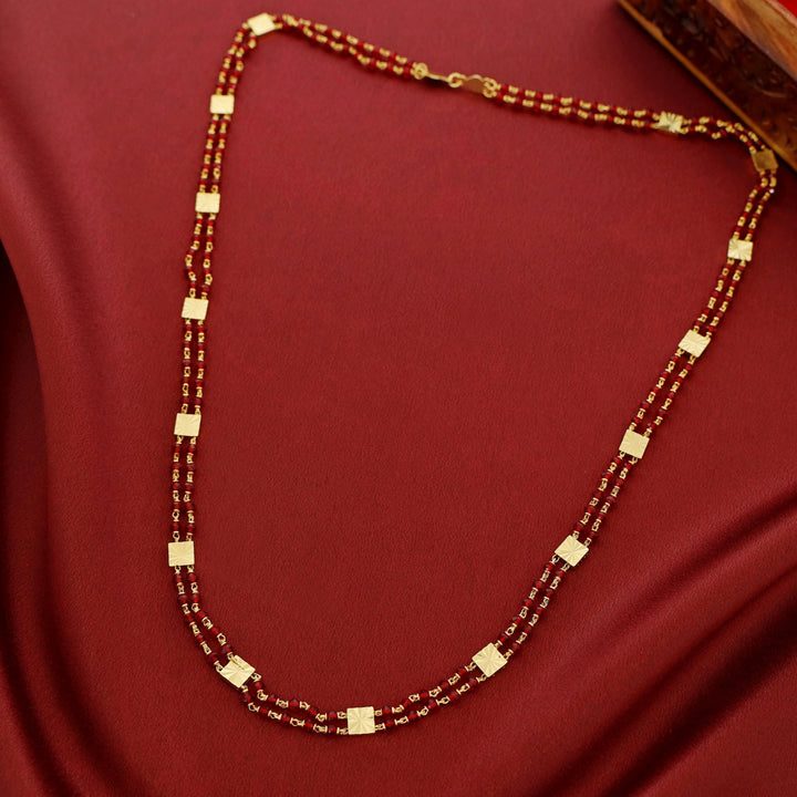 Charita Golden Square 2 Layer Beaded Long Neckpiece