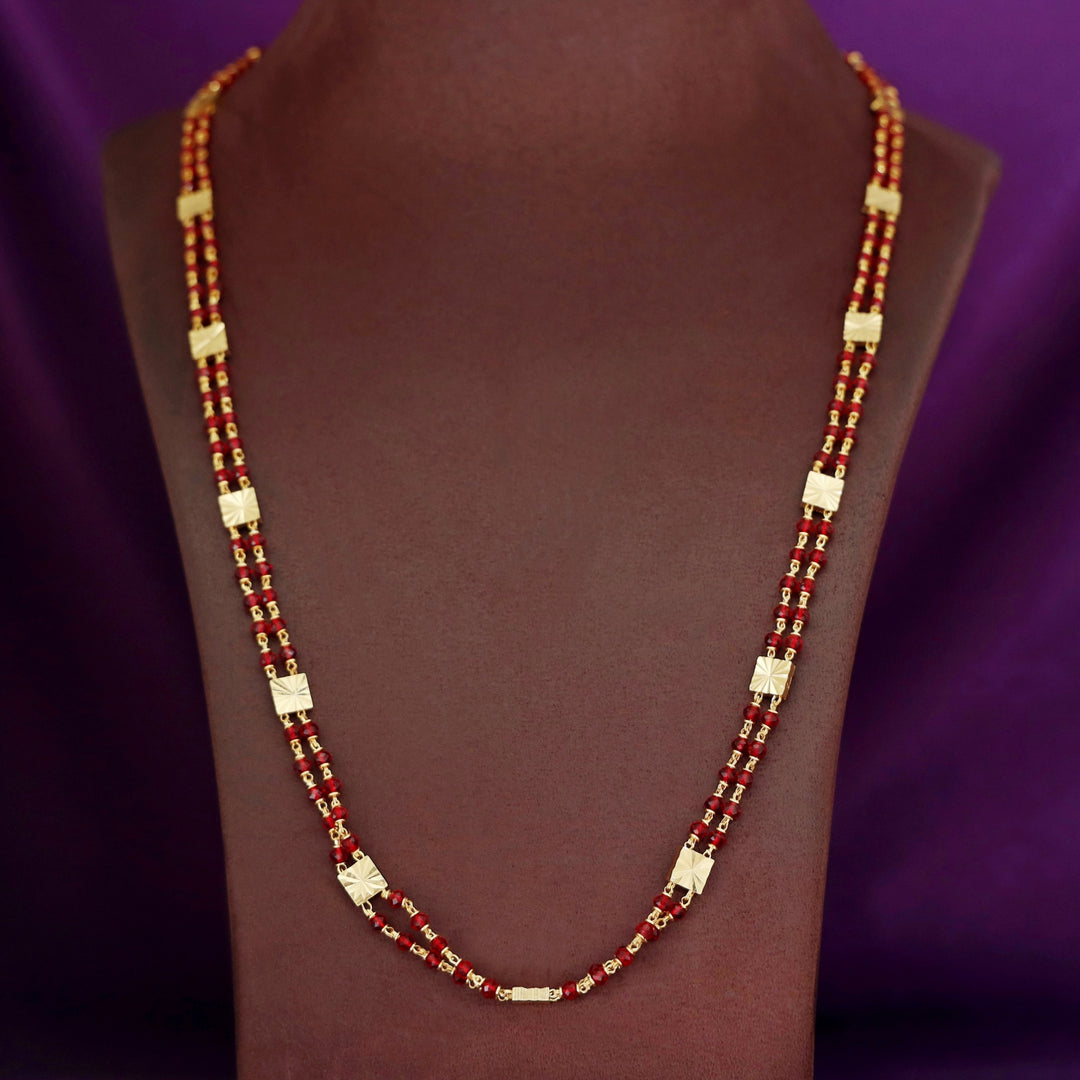 Charita Golden Square 2 Layer Beaded Long Neckpiece