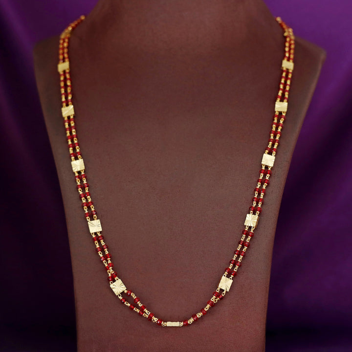 Charita Golden Square 2 Layer Beaded Long Neckpiece