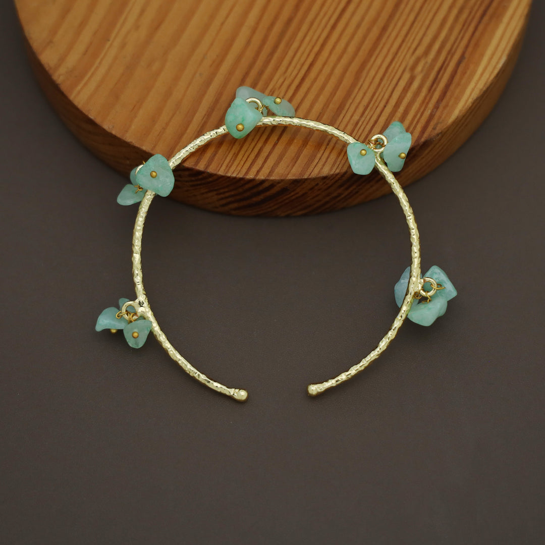 Golden Textured Cluster Stone Bangle