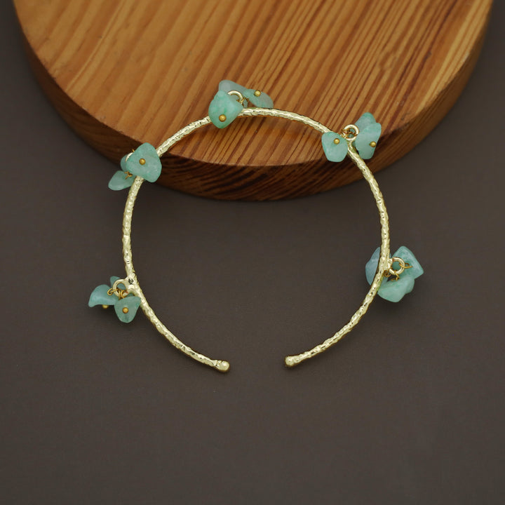 Golden Textured Cluster Stone Bangle