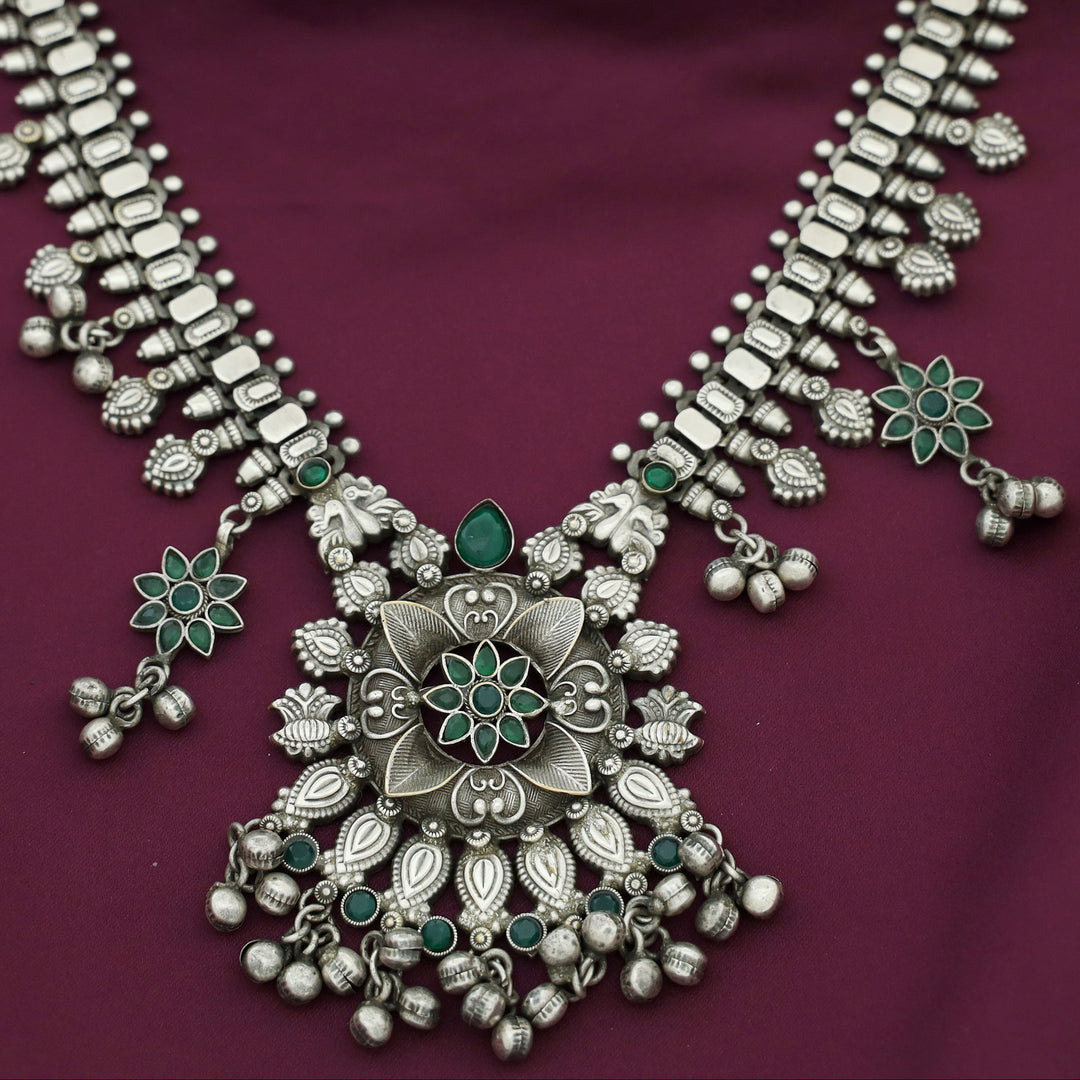 Arpnita Antique Floral Neckpiece With Earring