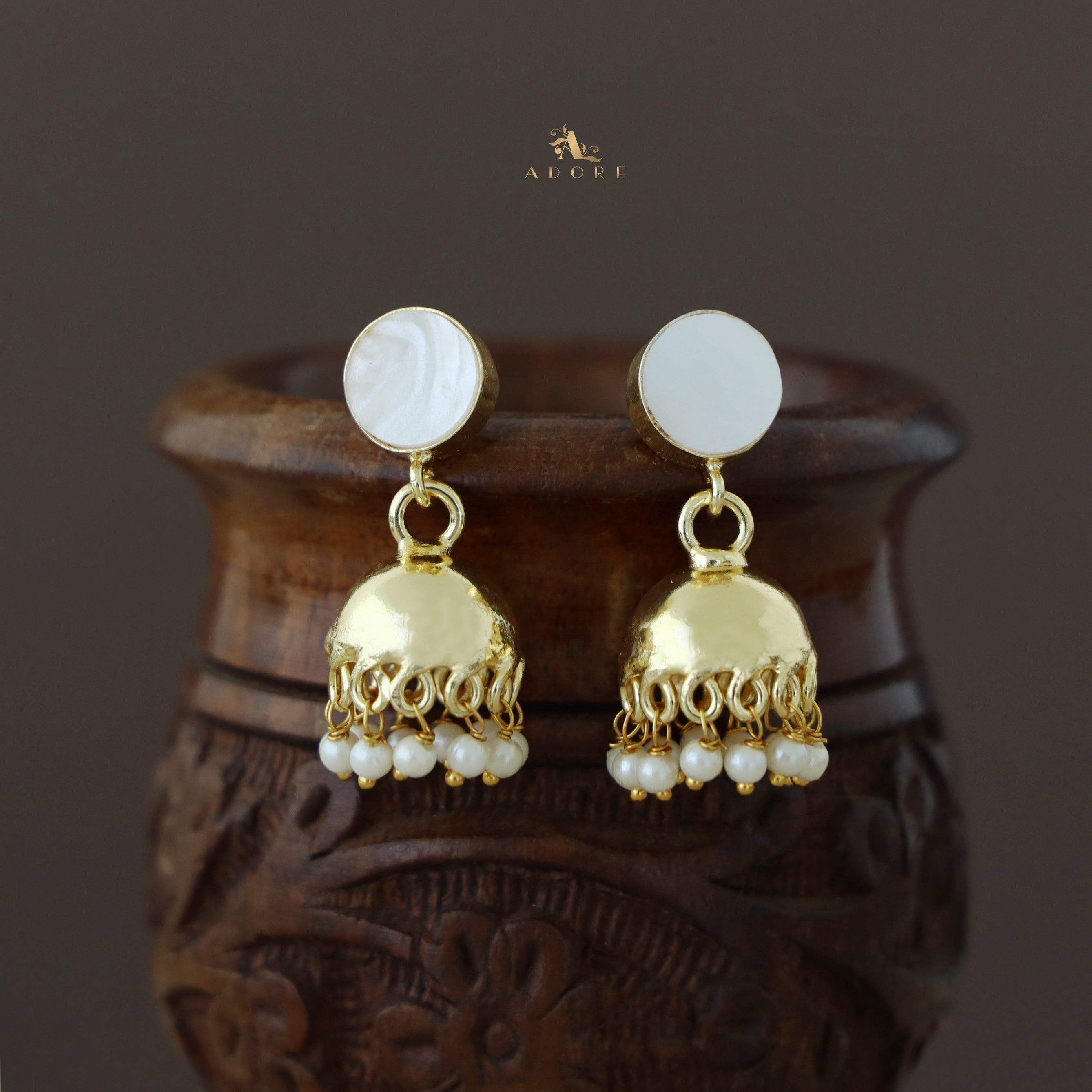 Nayeli Golden Pearl Jhumka Adore By Priyanka
