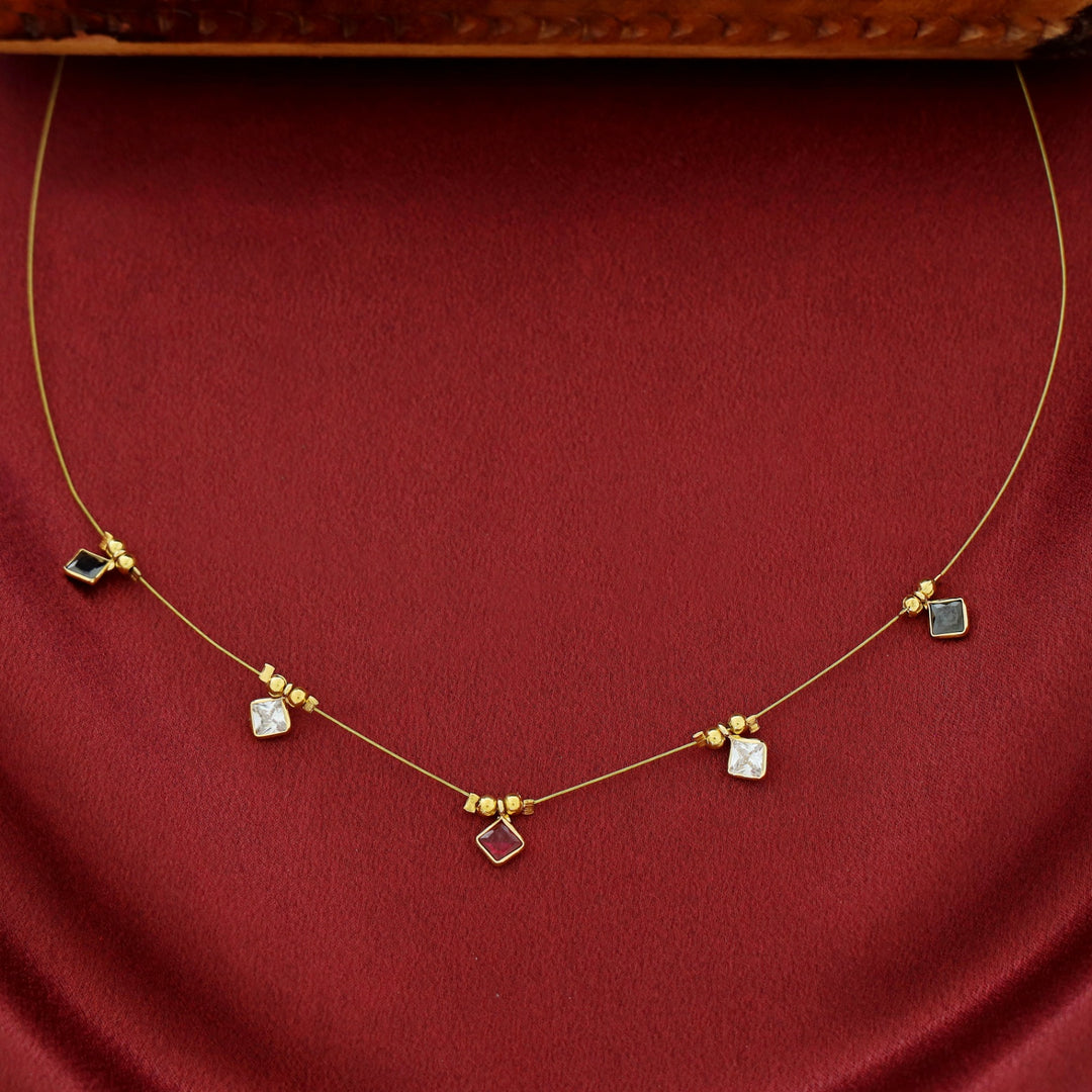 Naima Diamond Glossy Stone String Neckpiece