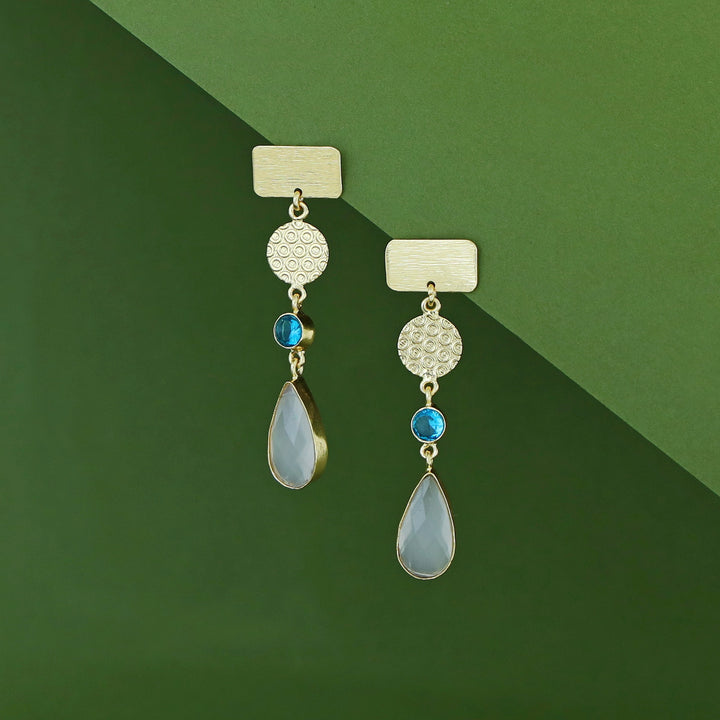 Alitzel Golden Multishape Glossy Stone Earring