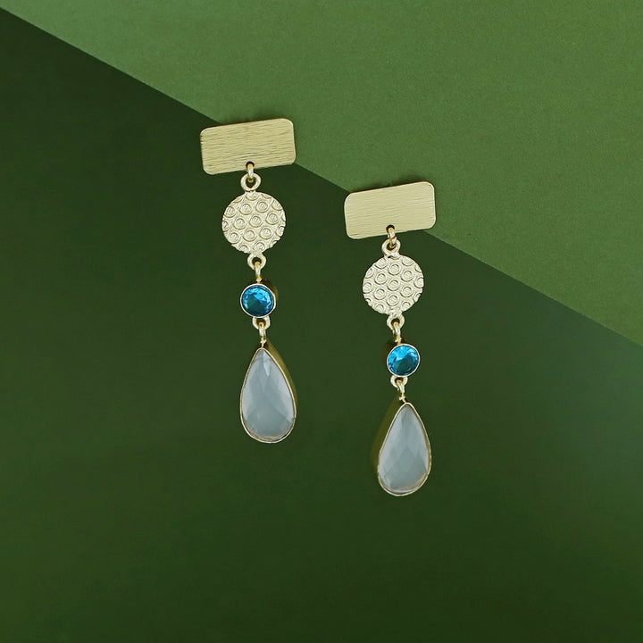 Alitzel Golden Multishape Glossy Stone Earring