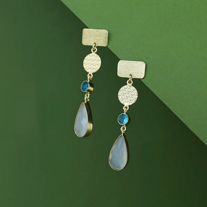 Alitzel Golden Multishape Glossy Stone Earring