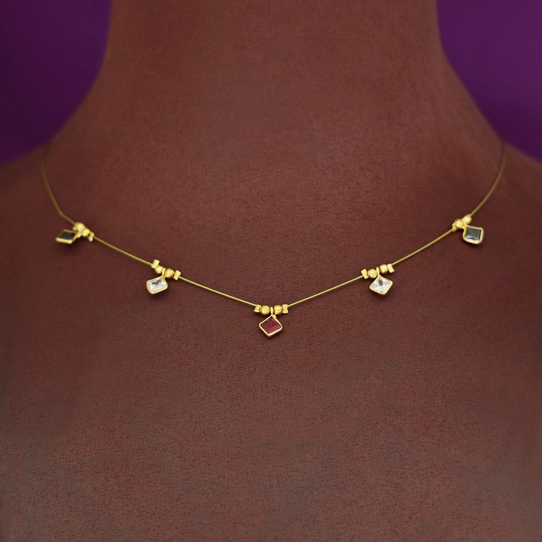 Naima Diamond Glossy Stone String Neckpiece