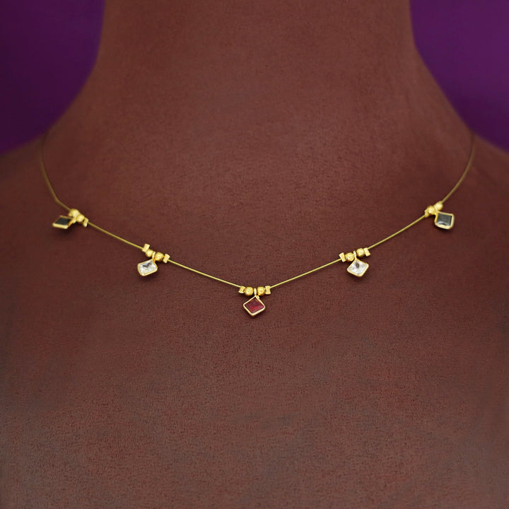 Naima Diamond Glossy Stone String Neckpiece
