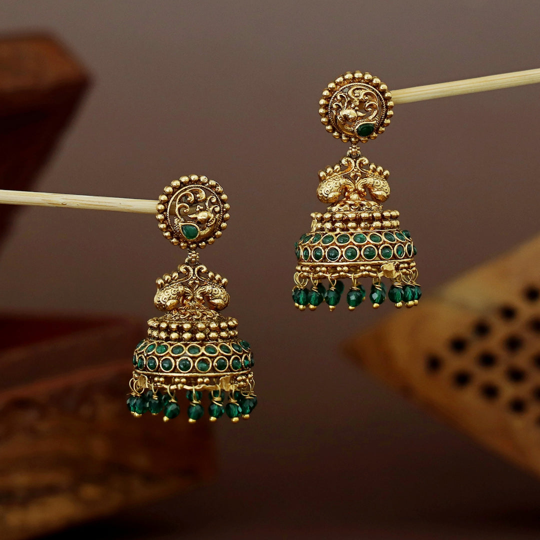 Rithika Mayura Beaded Jhmka