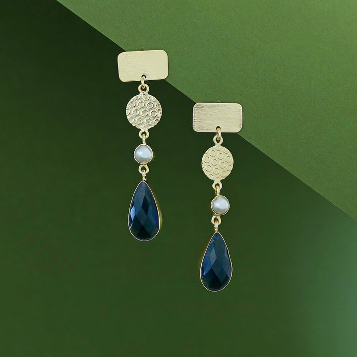 Alitzel Golden Multishape Glossy Stone Earring