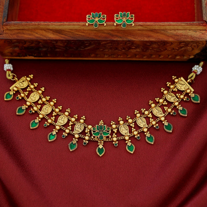 Vishaka 2 Layer Mango Kashi Enamel Palakka Choker With Earring