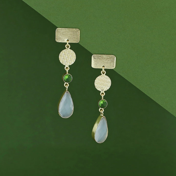 Alitzel Golden Multishape Glossy Stone Earring