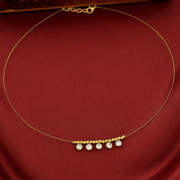 Mini Glossy Circle Golden Ball String Neckpiece