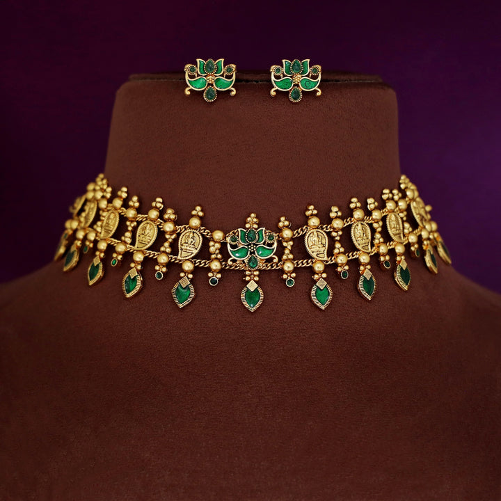 Vishaka 2 Layer Mango Kashi Enamel Palakka Choker With Earring