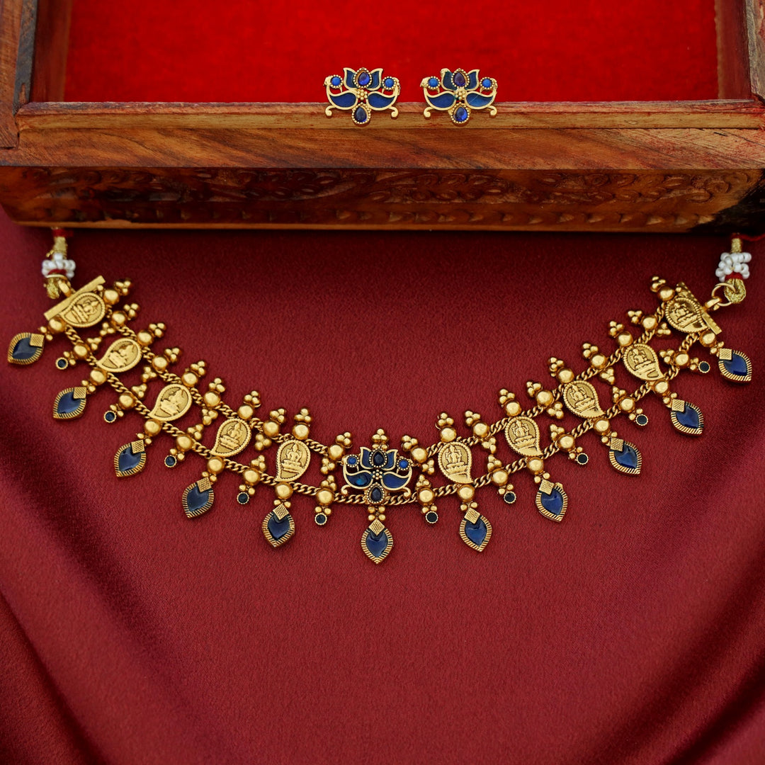 Vishaka 2 Layer Mango Kashi Enamel Palakka Choker With Earring