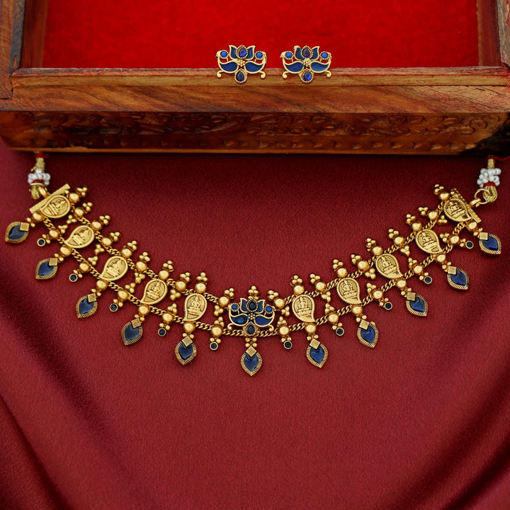 Vishaka 2 Layer Mango Kashi Enamel Palakka Choker With Earring