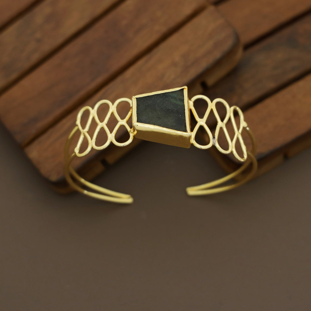 Golden 2 Layer Infinity  Raw Stone Bangle