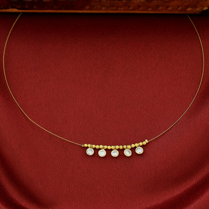 Mini Glossy Circle Golden Ball String Neckpiece