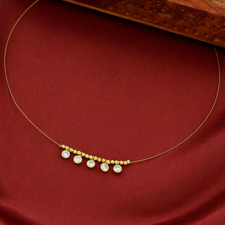Mini Glossy Circle Golden Ball String Neckpiece