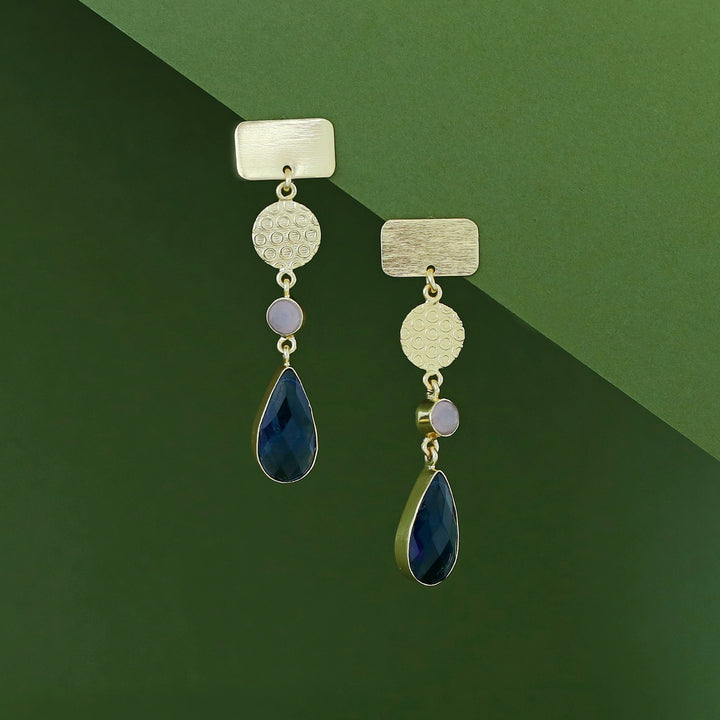 Alitzel Golden Multishape Glossy Stone Earring