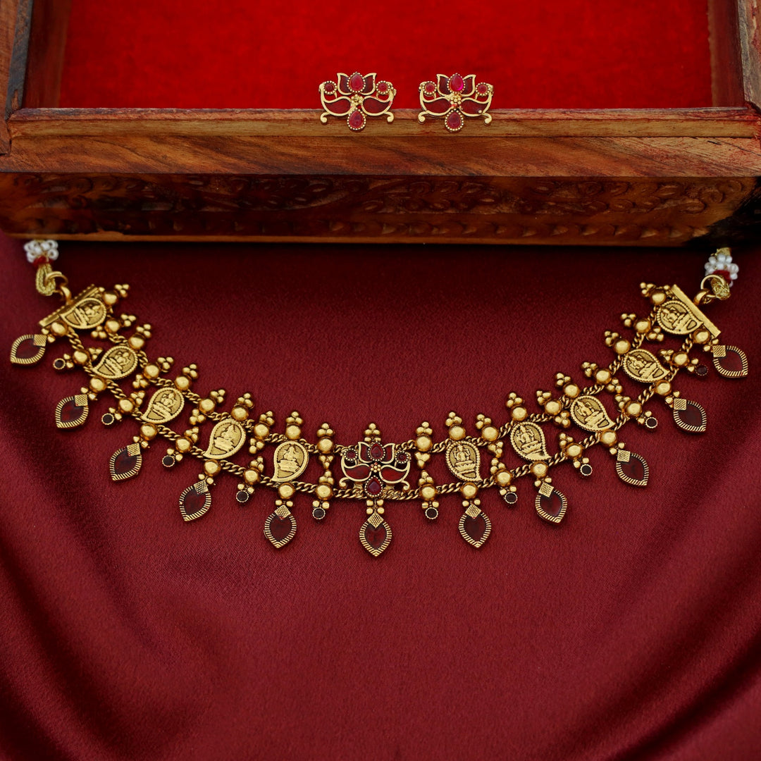 Vishaka 2 Layer Mango Kashi Enamel Palakka Choker With Earring