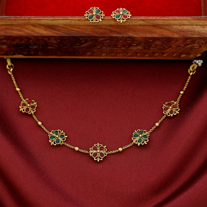 Arpana Flower Golden Ball Choker With Stud