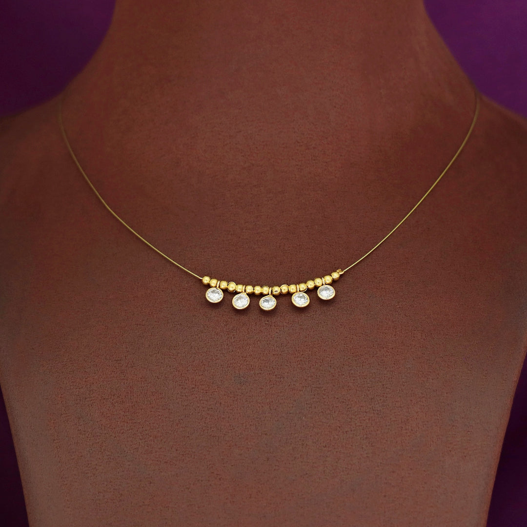 Mini Glossy Circle Golden Ball String Neckpiece