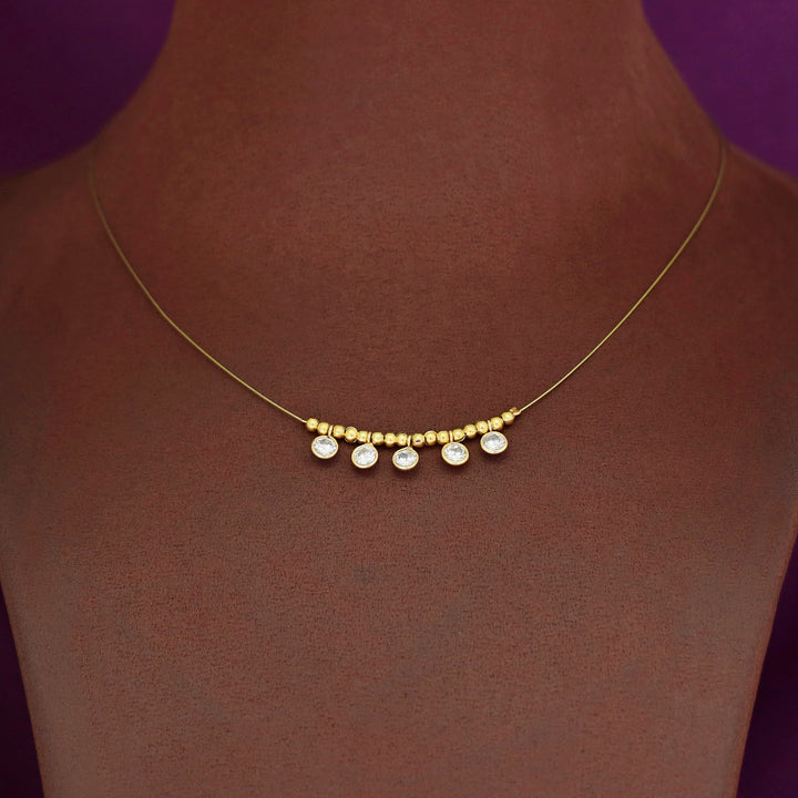 Mini Glossy Circle Golden Ball String Neckpiece