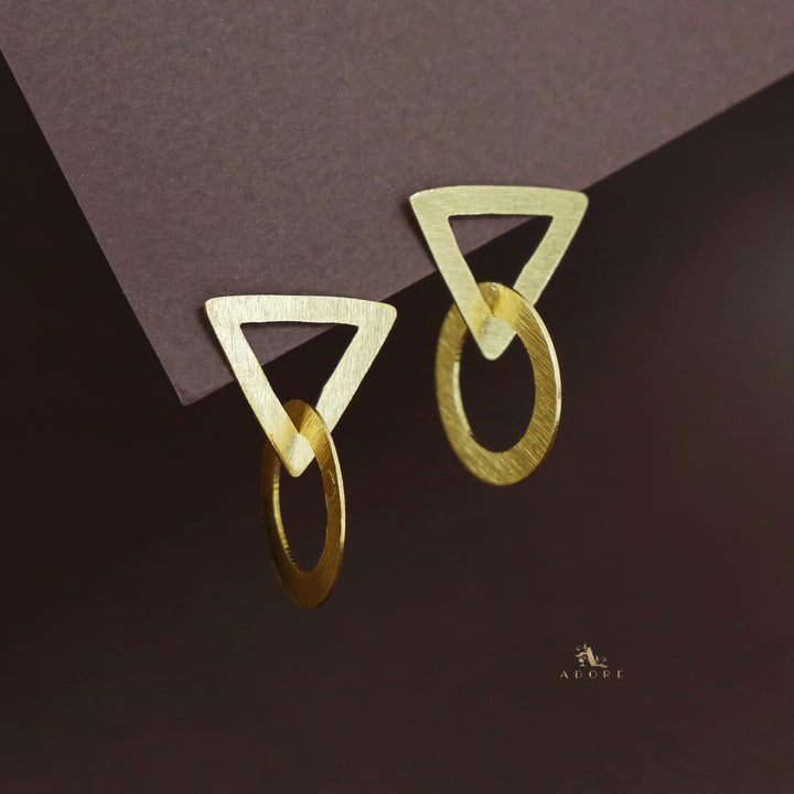 Golden Triangle And Circle Earring