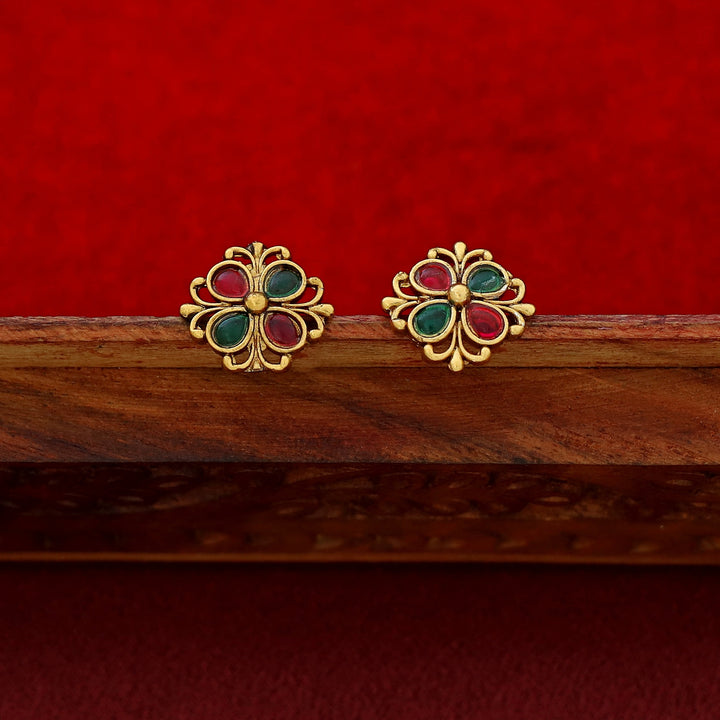 Arpana Flower Golden Ball Choker With Stud