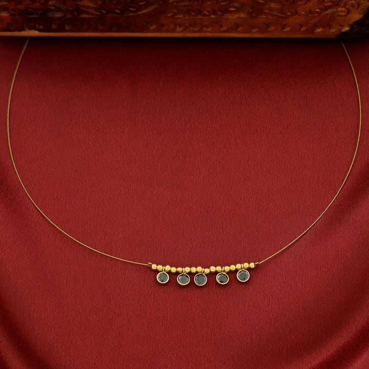 Mini Glossy Circle Golden Ball String Neckpiece