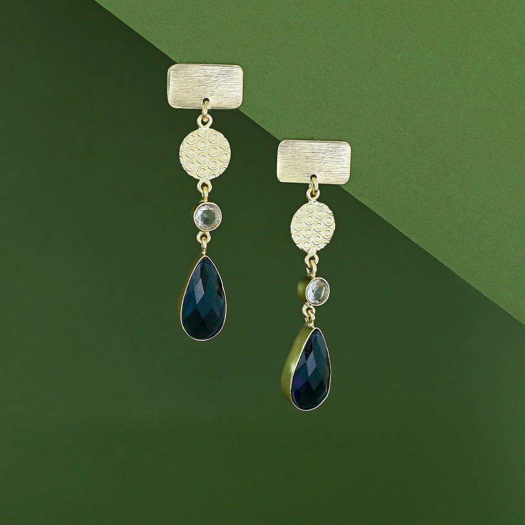 Alitzel Golden Multishape Glossy Stone Earring